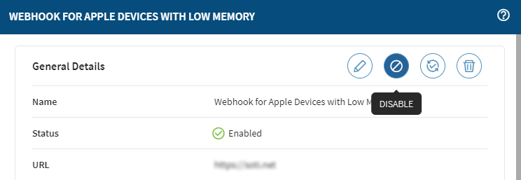 Webhooks disable