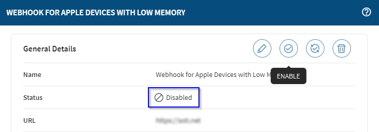 Webhooks disable status