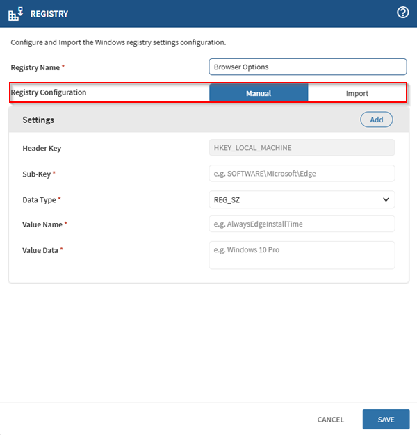 Selecting a registration deployment method.