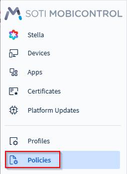 Select Policies from the main menu
