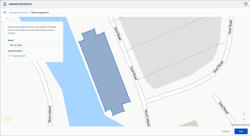 Use map tools to draw the geofence