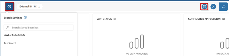 Saved searches in the Apps view.