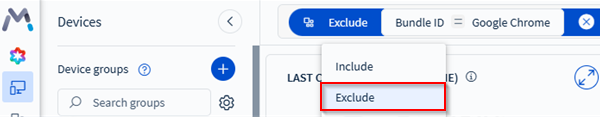 Switching between inclusive and exclusive searches.