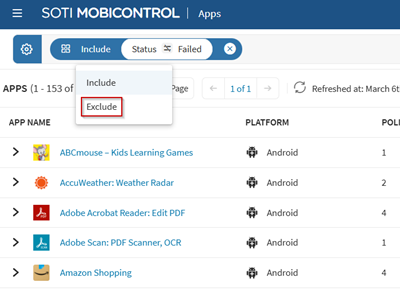 Switching between inclusive and exclusive searches.
