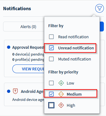 Notification panel select
