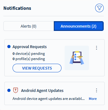 Notification panel tabs