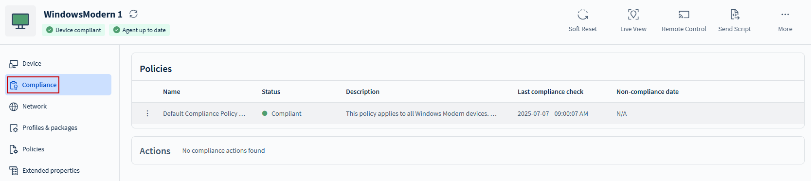 compliance tab details