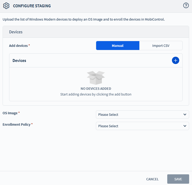 Configure Staging Window