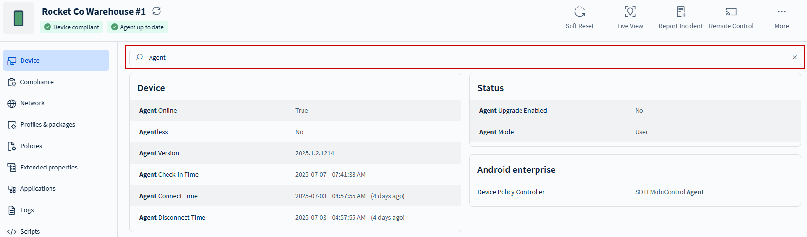 Searching device information.
