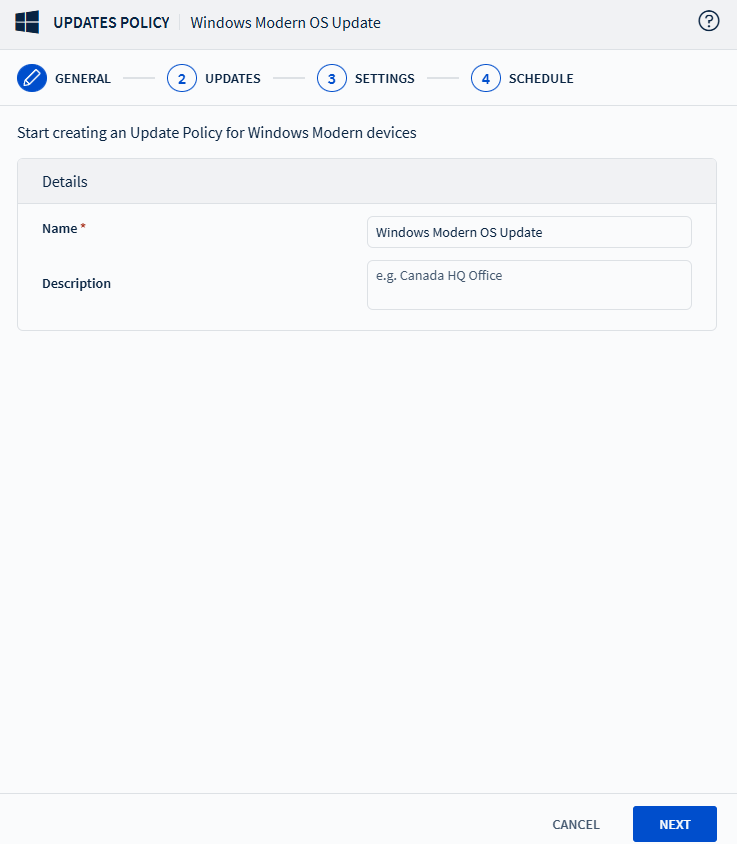 Update policy name and description
