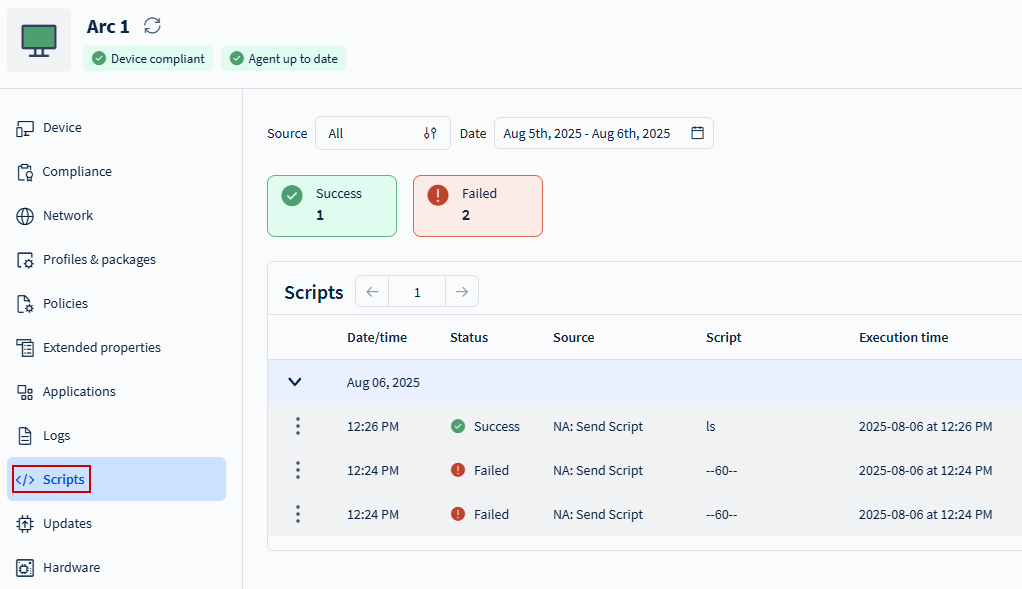 The Scripts tab