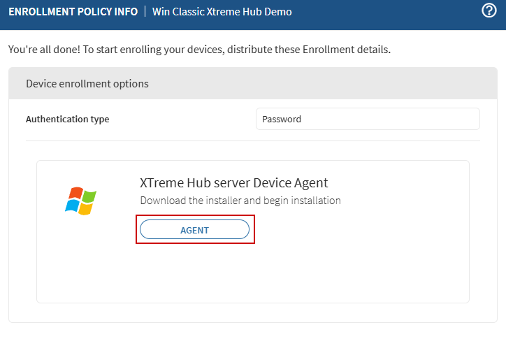 Select Agent to download the agent