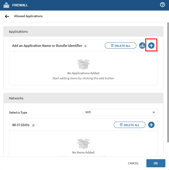 Adding an application in the Allowed Applications list.