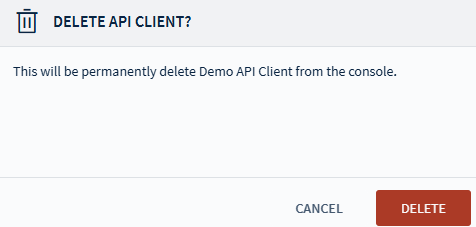 Confirm API client deletion