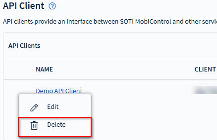 Selecting Delete.