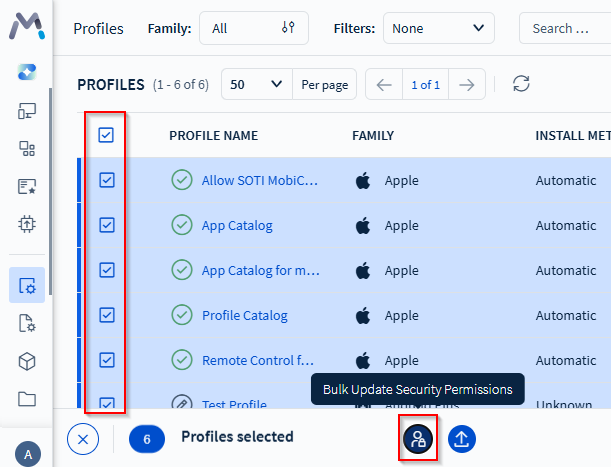 Bulk update profile permissions