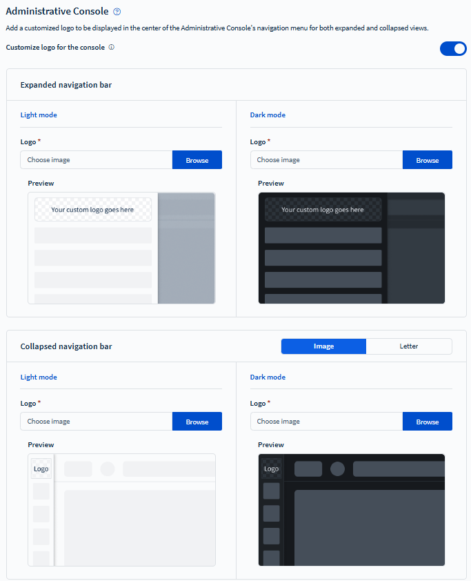 Viewing the available options for expanded and collapsed navigation bar..