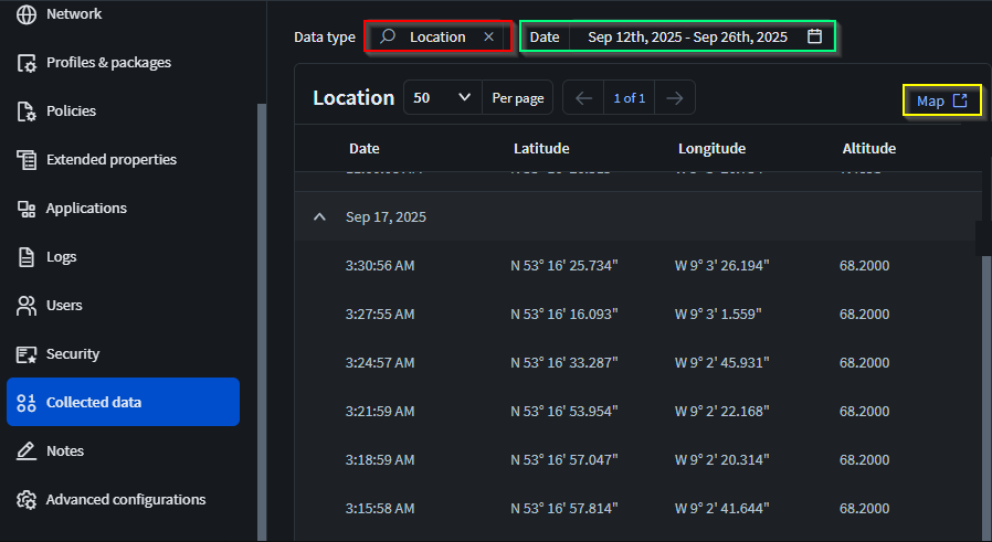 Entery "location" in the Data Type field