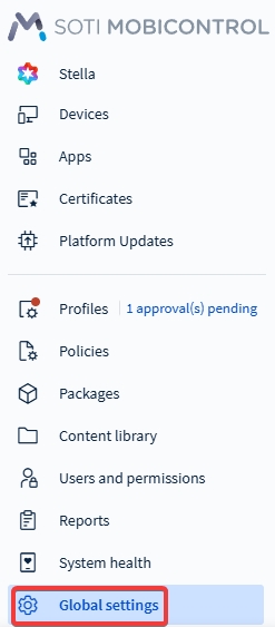 Selecting Global Settings