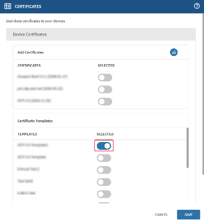 Enabling a certificate template.