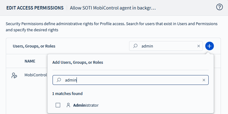 Edit access permissions for profiles