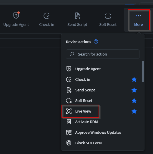 Select More and then select Live View