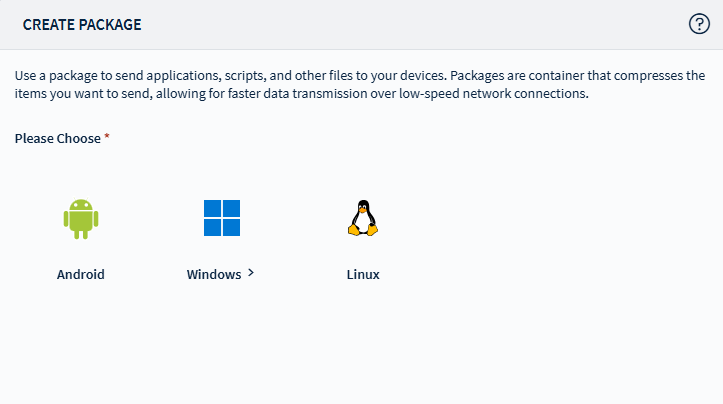 Selecting a platform for your package.