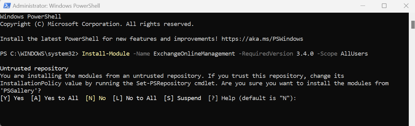 Module installation via PowerShell