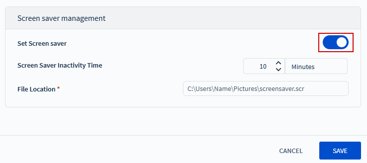 screen saver management settings