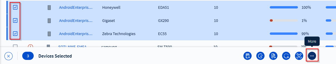 Selecting multiple devices.