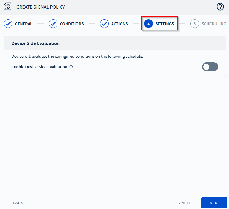 Signal Policy Settings Tab