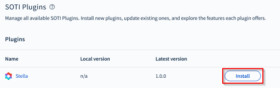 Selecting Install for the SOTI AI Plugin.