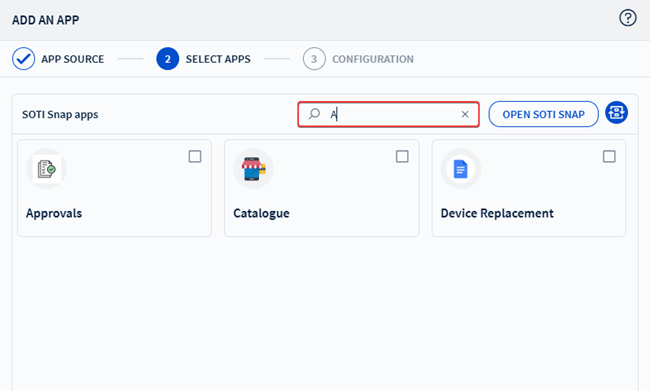 Searching from your published SOTISNAP applications.