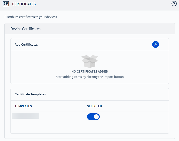 Certificate payload