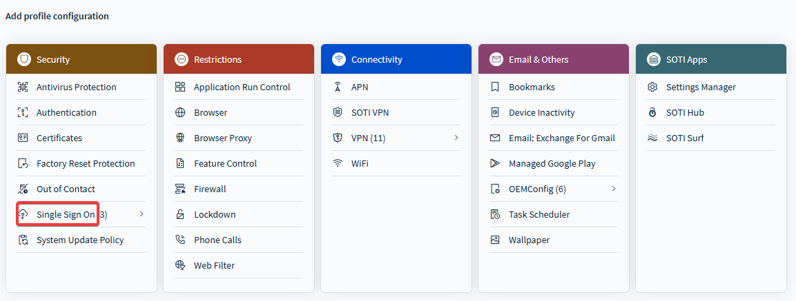 Selecting single sign on