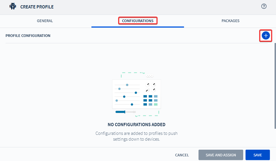 selecting the configuration tab