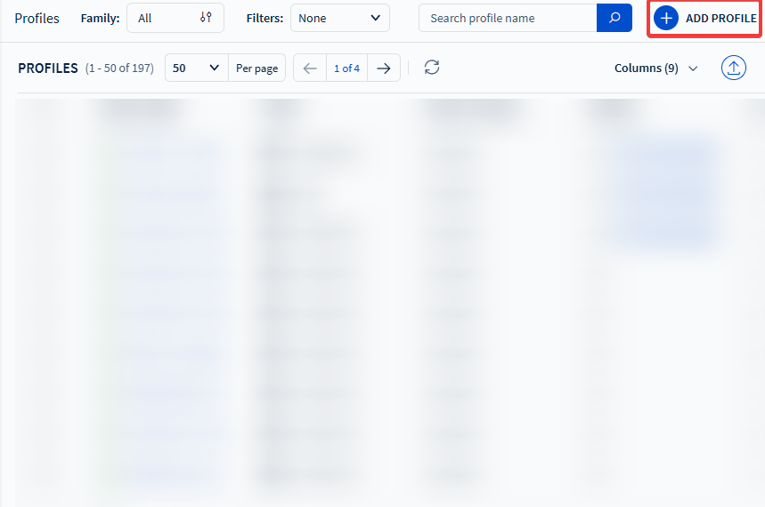 Selecting New Profile
