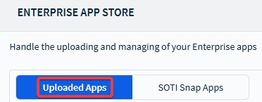 Select on Uploaded Apps to view all applications uploaded directly to SOTI MobiControl.