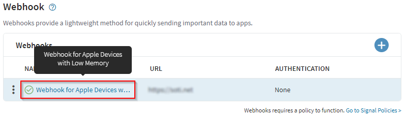 Webhooks disable select
