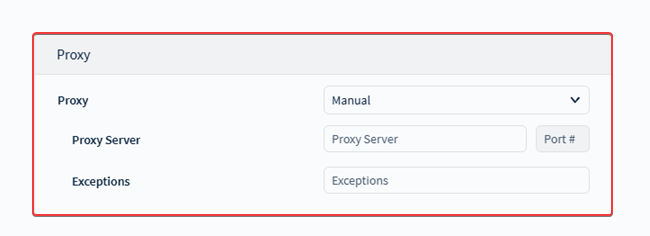 The Proxy section in the Android Enterprise Wi-Fi profile configuration dialog box.