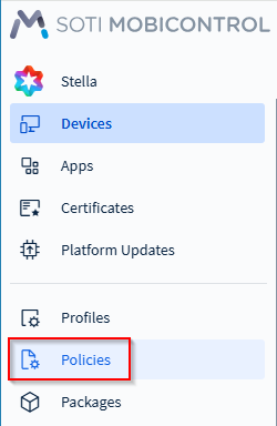 Select Policies from the main menu