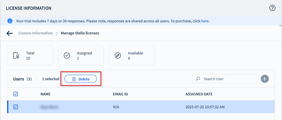 Unassign a SOTI Stella AI license