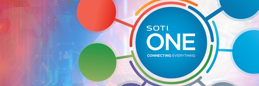 Close up of the SOTI ONE Platform circular logo