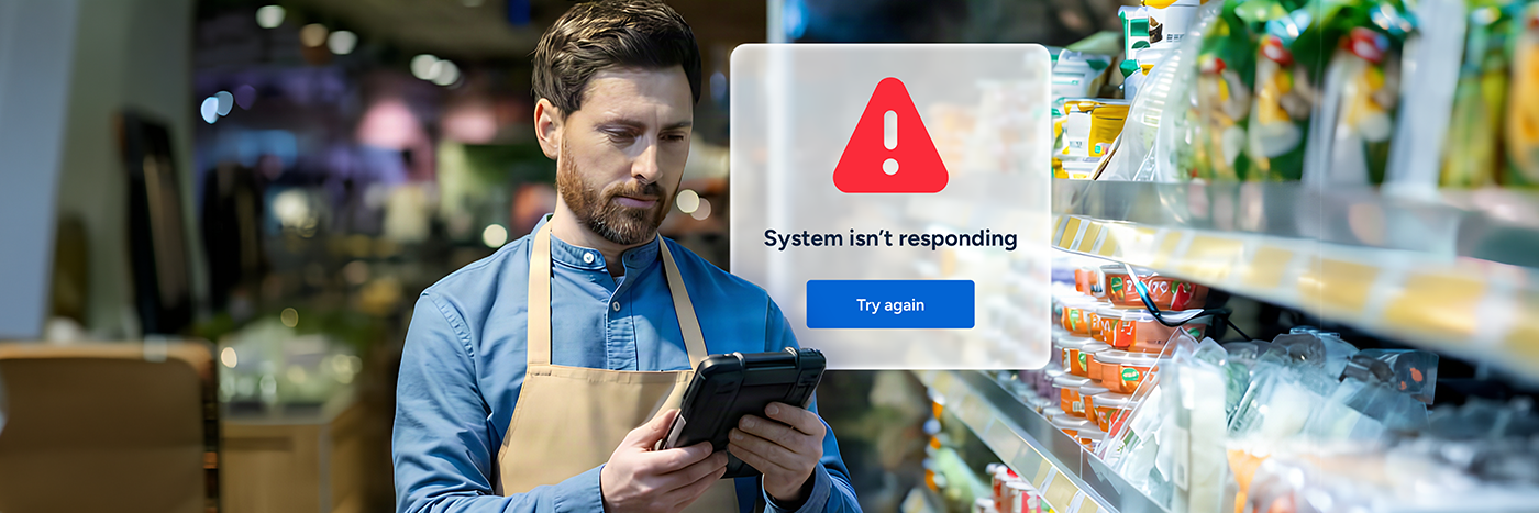 Retail associate using shared device and experiencing a device issue