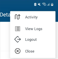 User options: Activity, View Logs, Logout, and Close