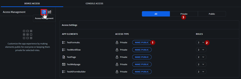 Device Access > Access Management