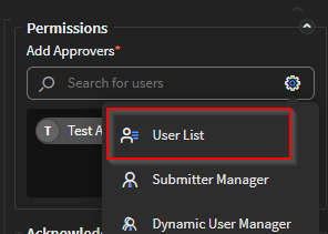 User List icon of the Add Approvers list