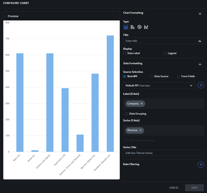 Configure Chart dialog in the Chart widget