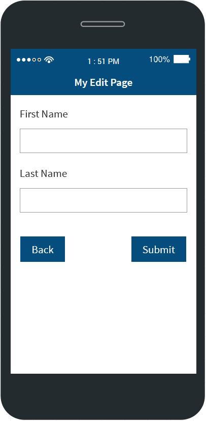 Example form with text box widgets