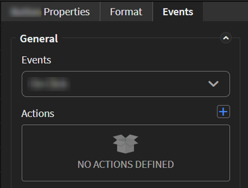 Events tab in Widget configuration panel